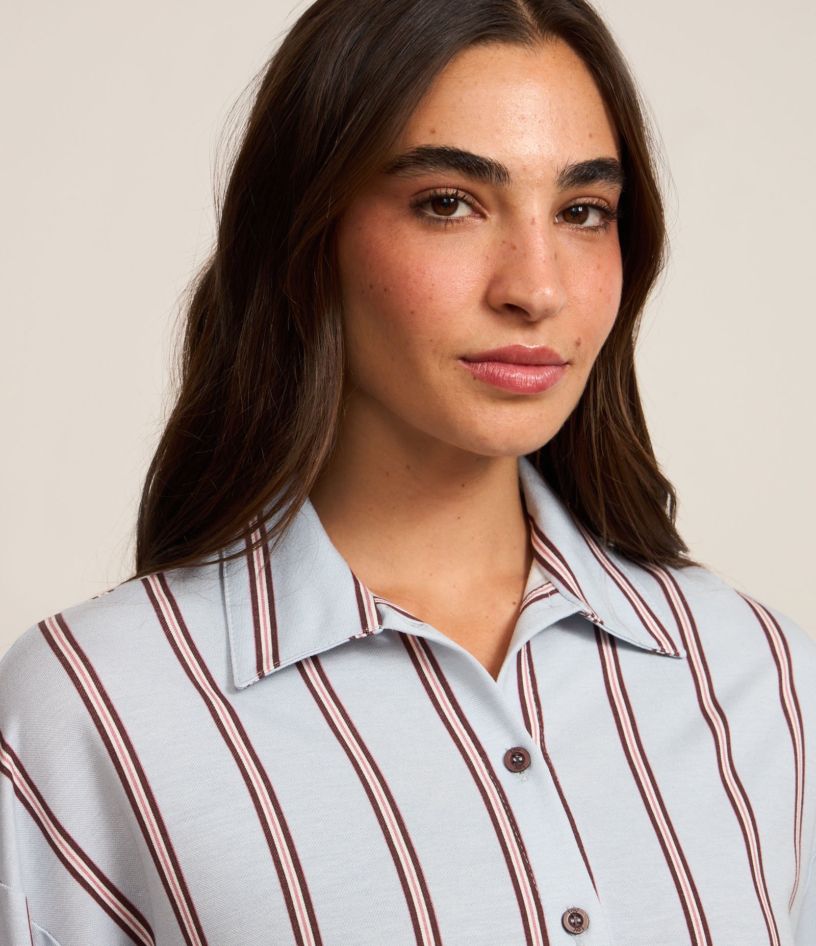 Camisola Americana em Viscose com Listras Cinza 4