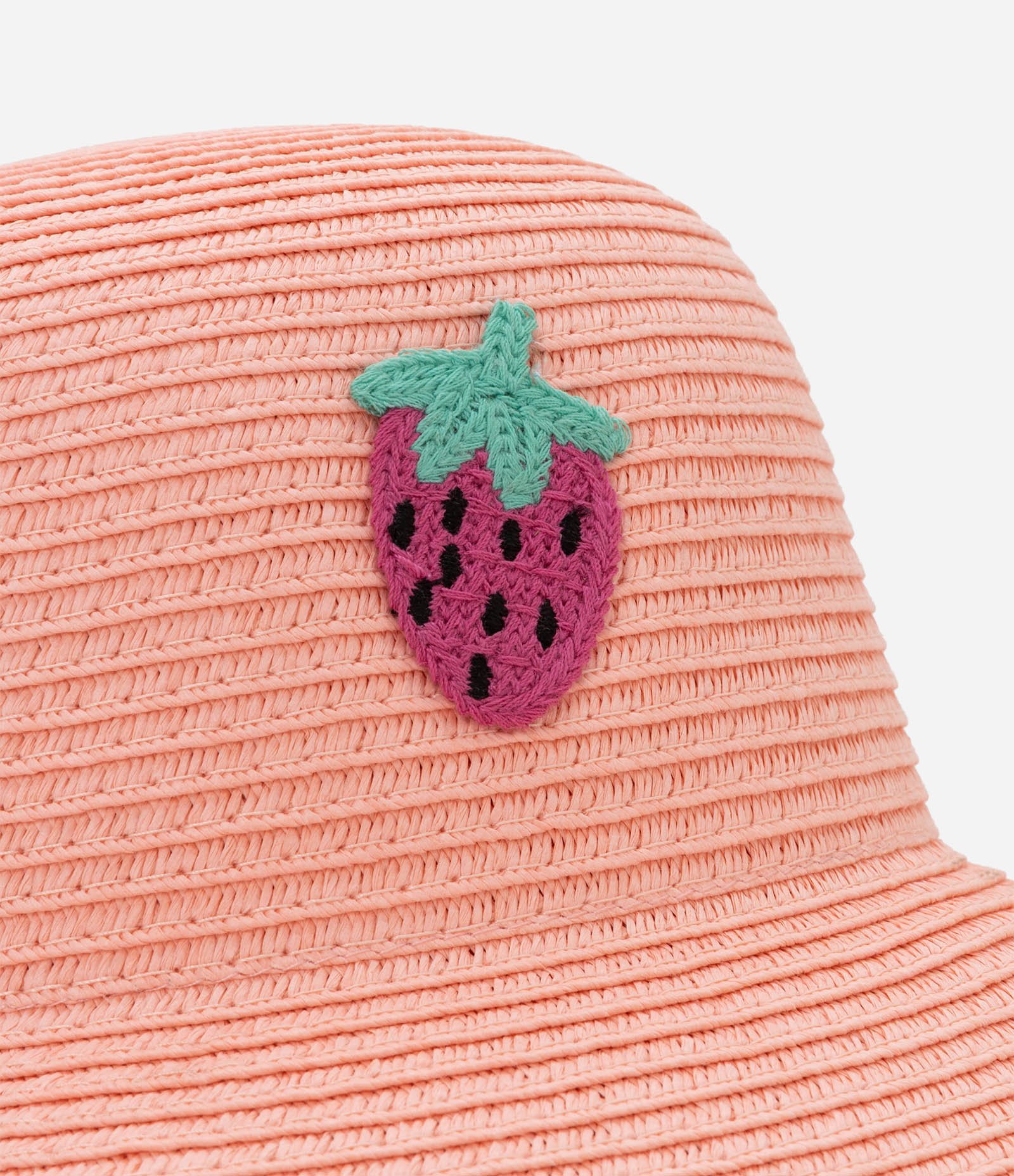 Chapéu de Palha Infantil Bordado Moranguinho - Tam Único Rosa 3