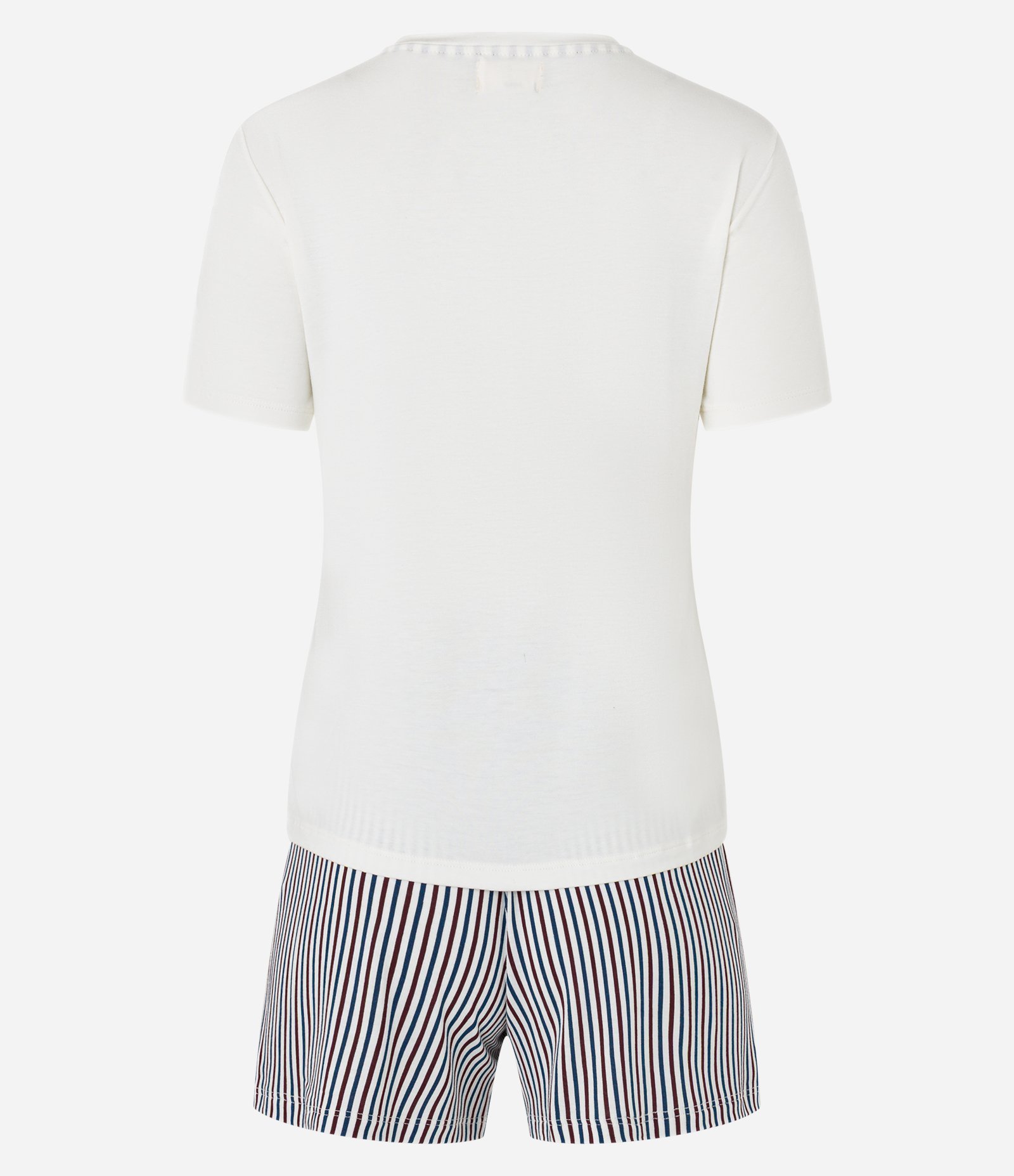Pijama Short Doll Estampa Listras e Coração Off White 4