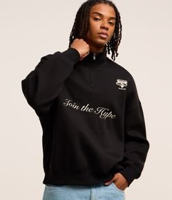 Casaco Boxy em Moletom com Felpa e Bordado Lettering Join the hype