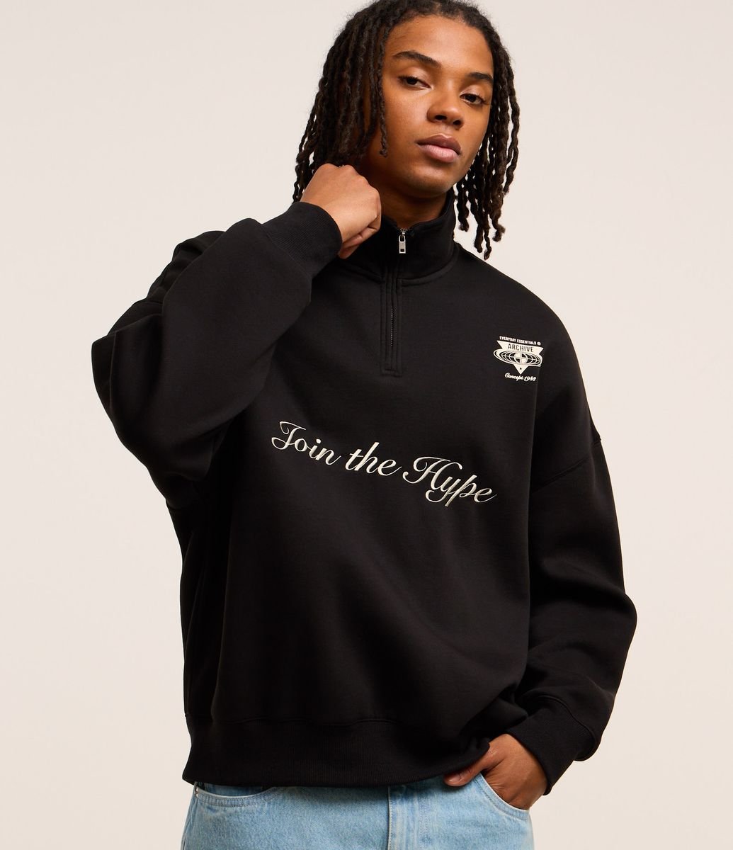 Casaco Boxy em Moletom com Felpa e Bordado Lettering Join the hype