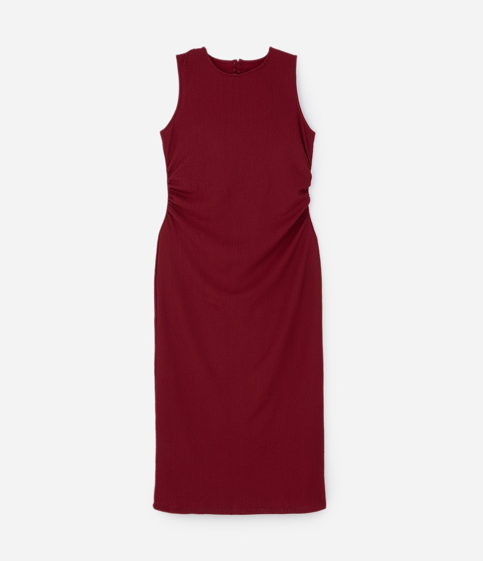 Vestido New Midi Gola Redonda e Franzido Curve & Plus Size Vermelho