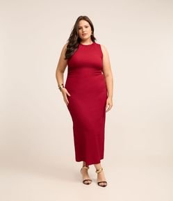 Vestido New Midi  Gola Redonda e Franzido Curve & Plus Size