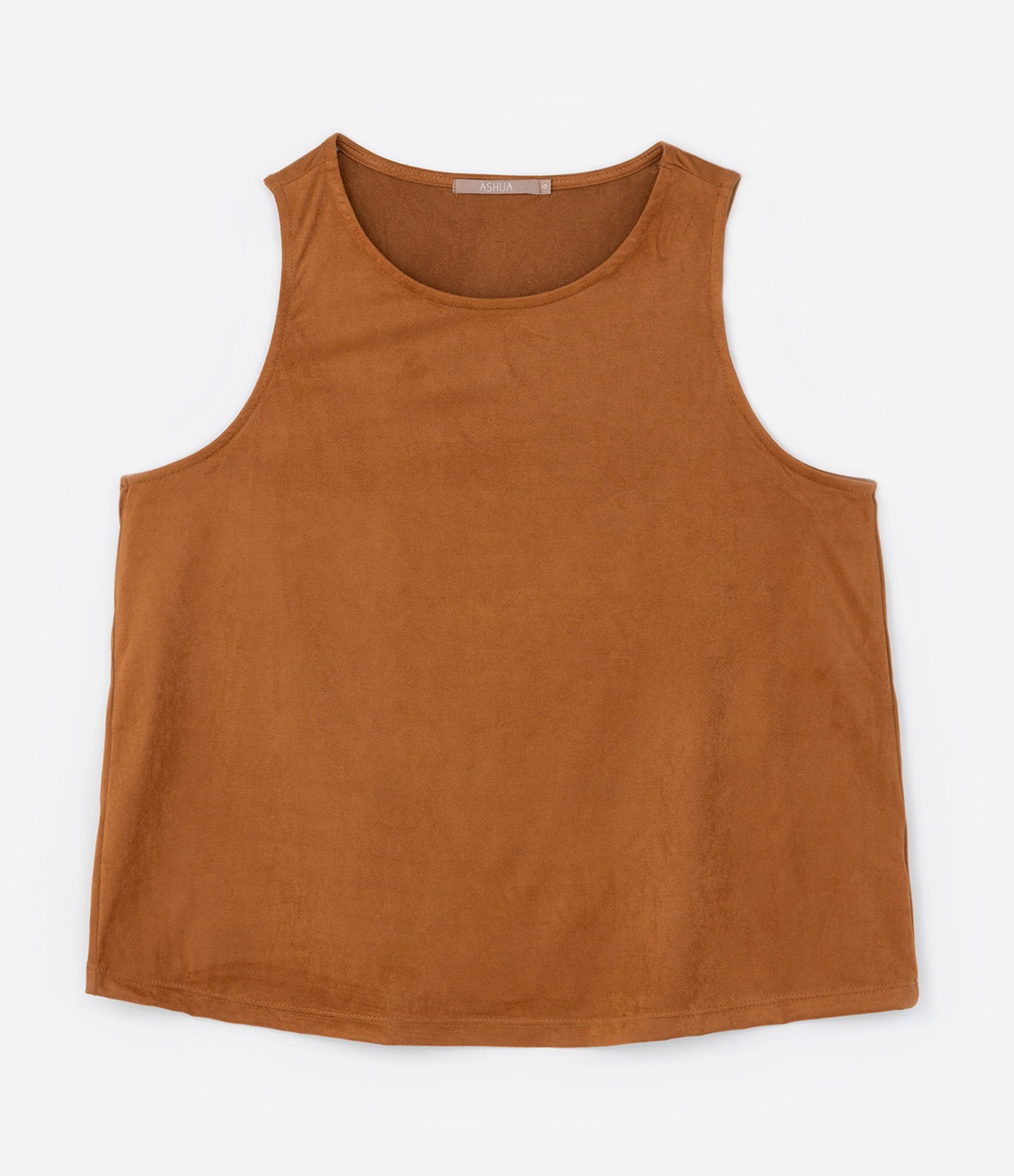 Regata em Suede Curve & Plus Size Caramelo 1