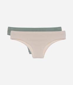 Kit 02 Calcinhas Biquíni em Poliamida Texturizada Seamless