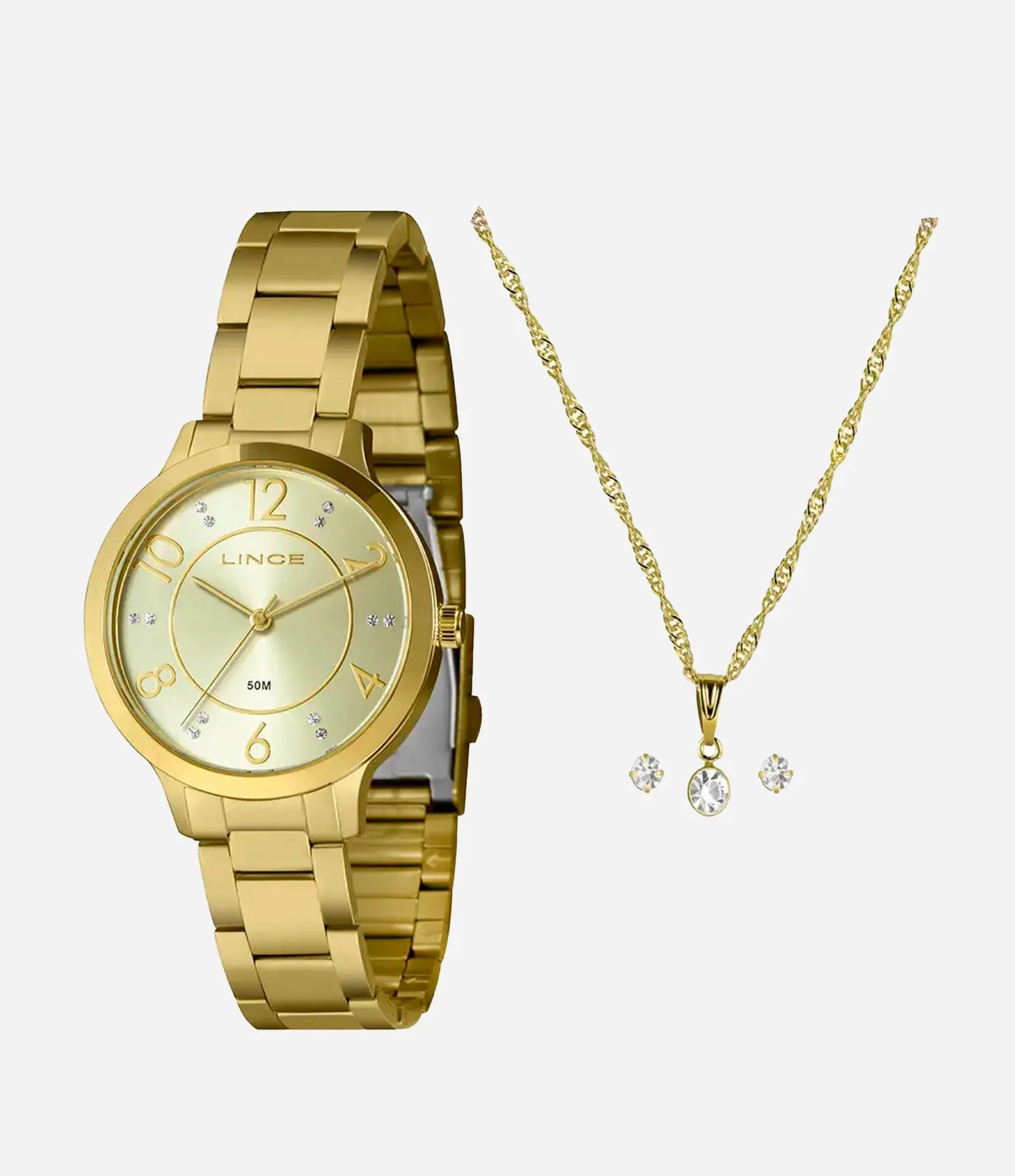Kit Relógio Lince Analógico Feminino  Dourado 1