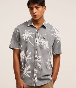 Camisa Relaxed em Tricoline com Estampa Floral