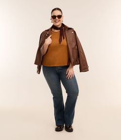 Calça Boot Cut Cintura Média Jeans Dirty Curve & Plus Size