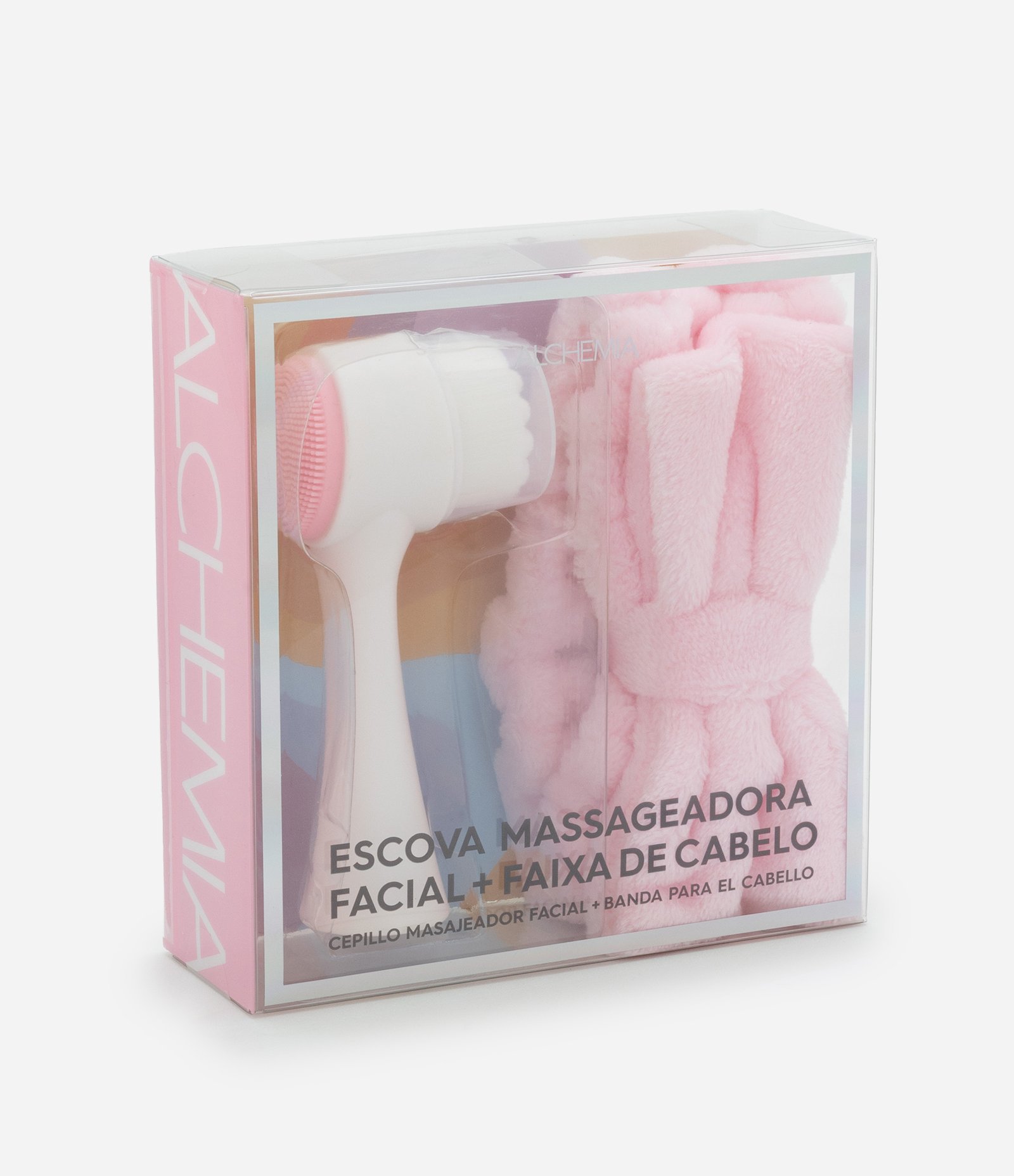 Kit Faixa de Cabelo e Massageador Facial Alchemia Rosa 6