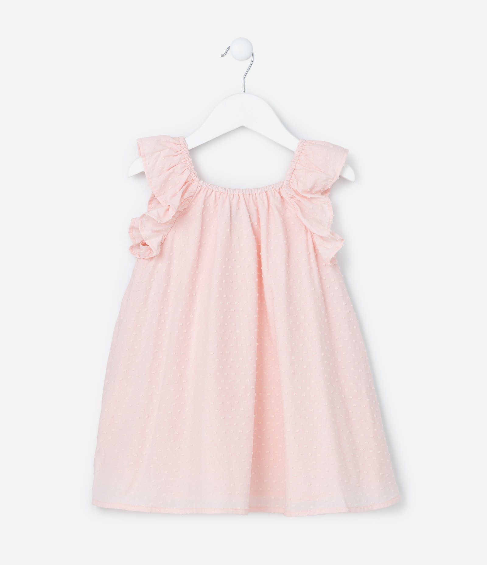 Vestido Infantil em Tricoline com Bordado Margaridas - Tam 1 a 6 Anos Rosa 2