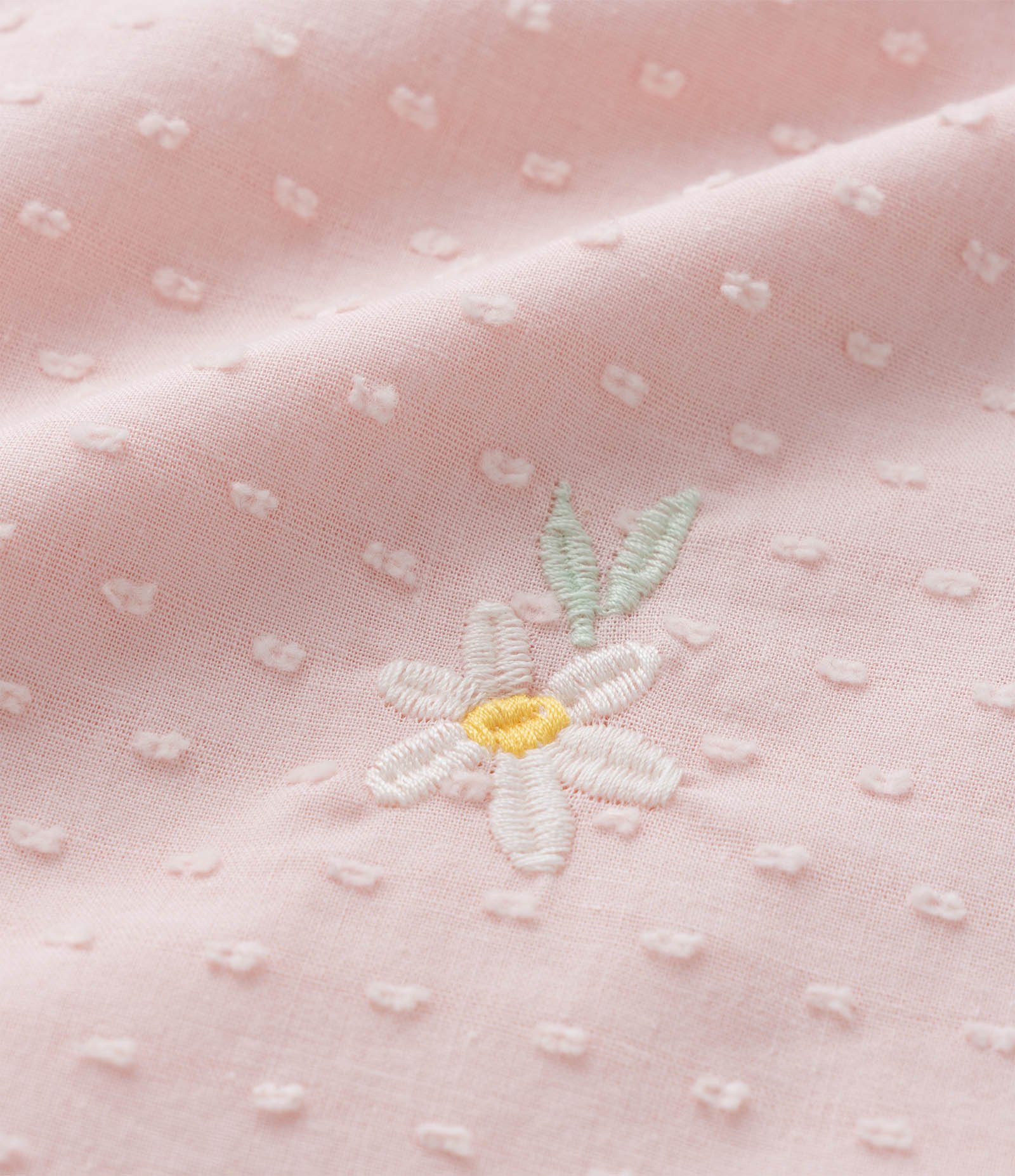 Vestido Infantil em Tricoline com Bordado Margaridas - Tam 1 a 6 Anos Rosa 3