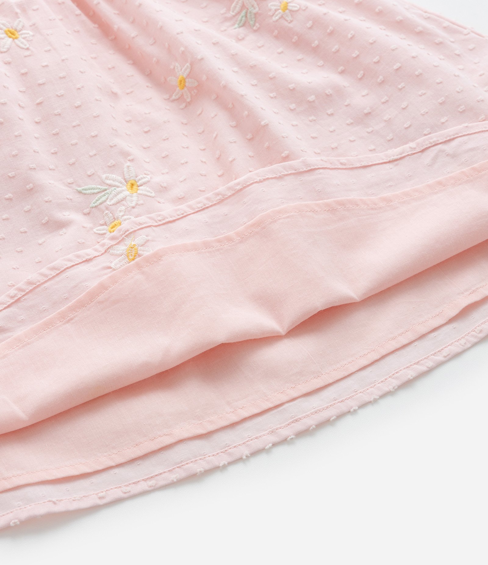 Vestido Infantil em Tricoline com Bordado Margaridas - Tam 1 a 6 Anos Rosa 4