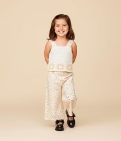 Calça Wide Leg Infantil com Estampa Floral - Tam 1 a 6 Anos