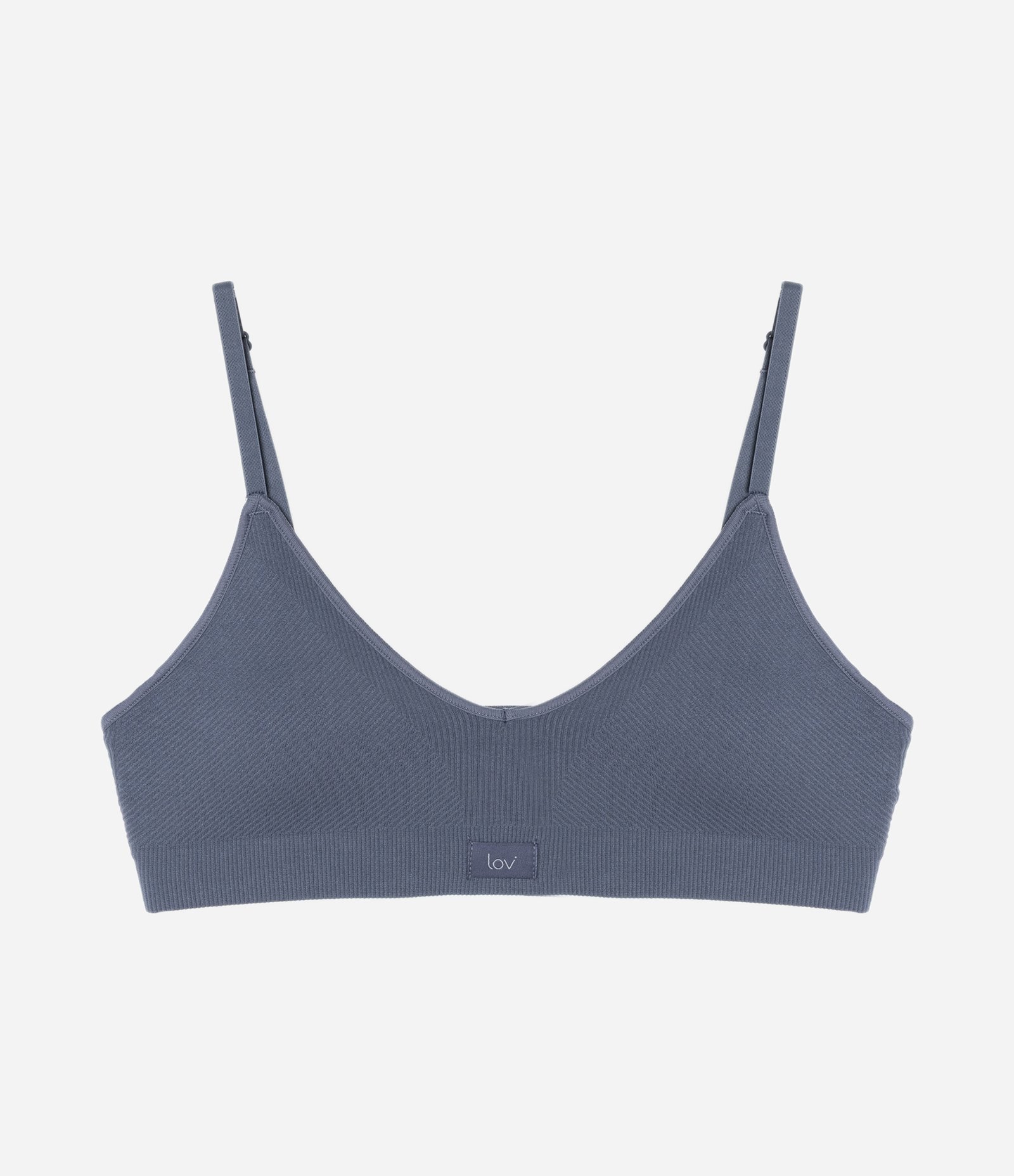 Sutiã Top Comfy Seamless Texturizado com Etiqueta LOV e Bojo Removível Cinza 4