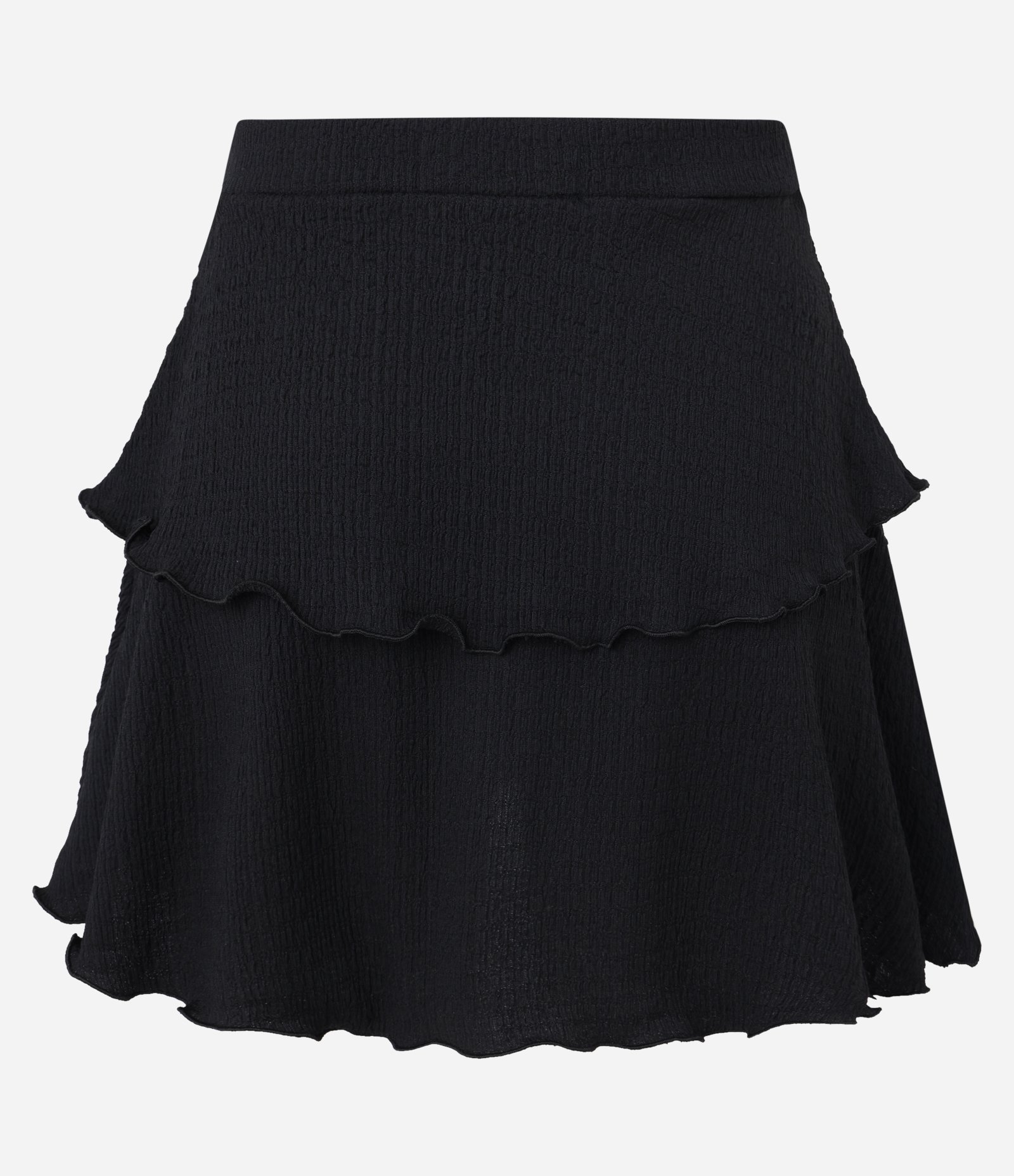 Saia Curta com Amarração e Babados Preto 7