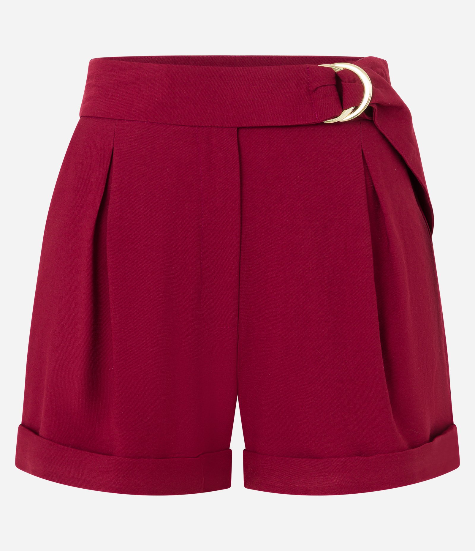 Short Alfaiatado Cintura Alta em Viscose Twill com Cinto Vermelho 5