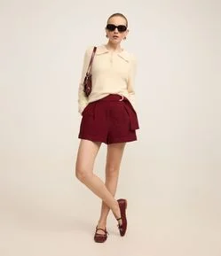 Short Alfaiatado Cintura Alta em Viscose Twill com Cinto