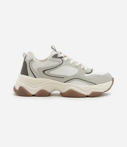 Tênis Chunky em PU com Detalhes Ondulados