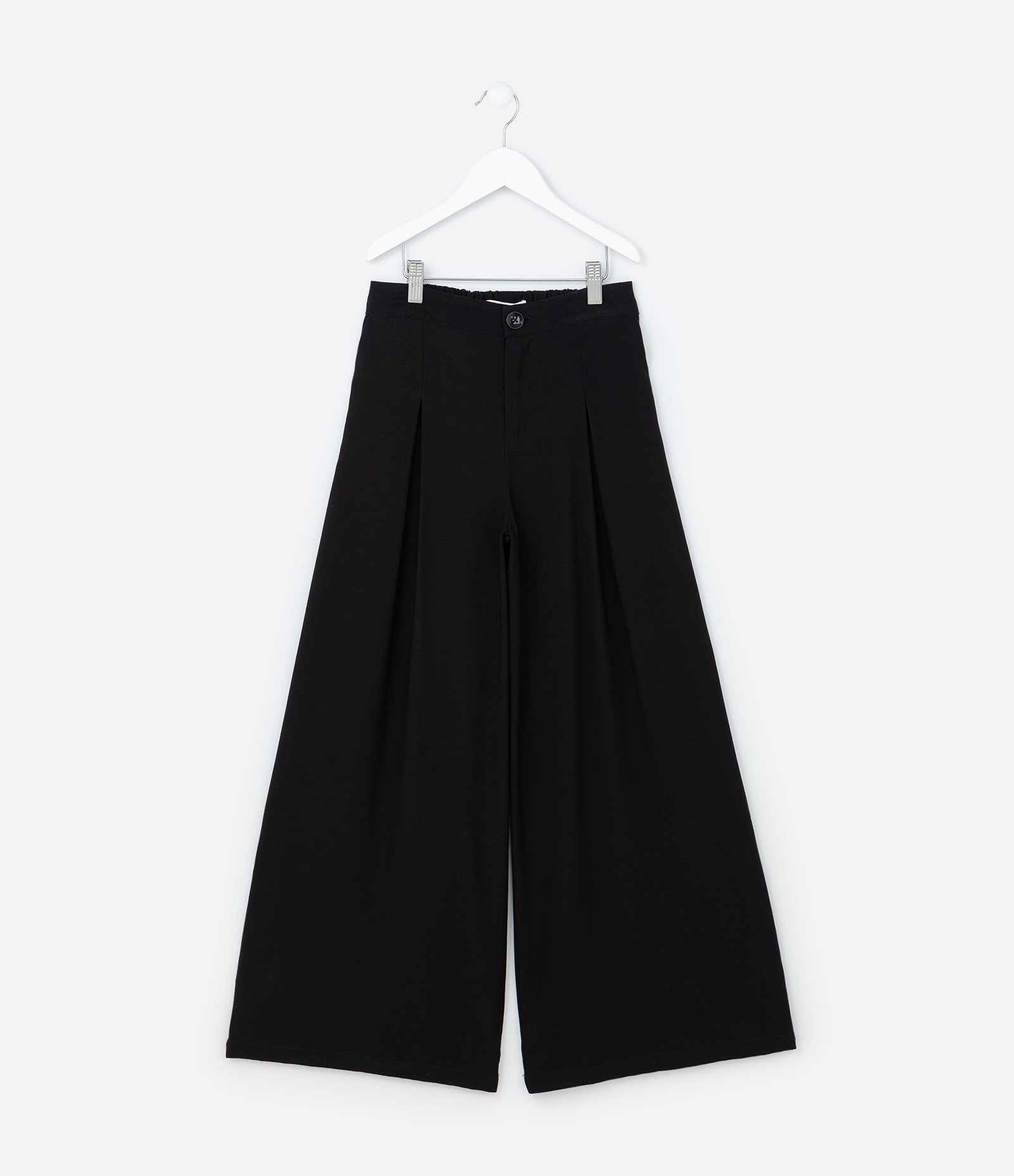 Calça Wide Leg Infantil em Alfaiataria com Pregas - Tam 5 a 14 Anos Preto 1