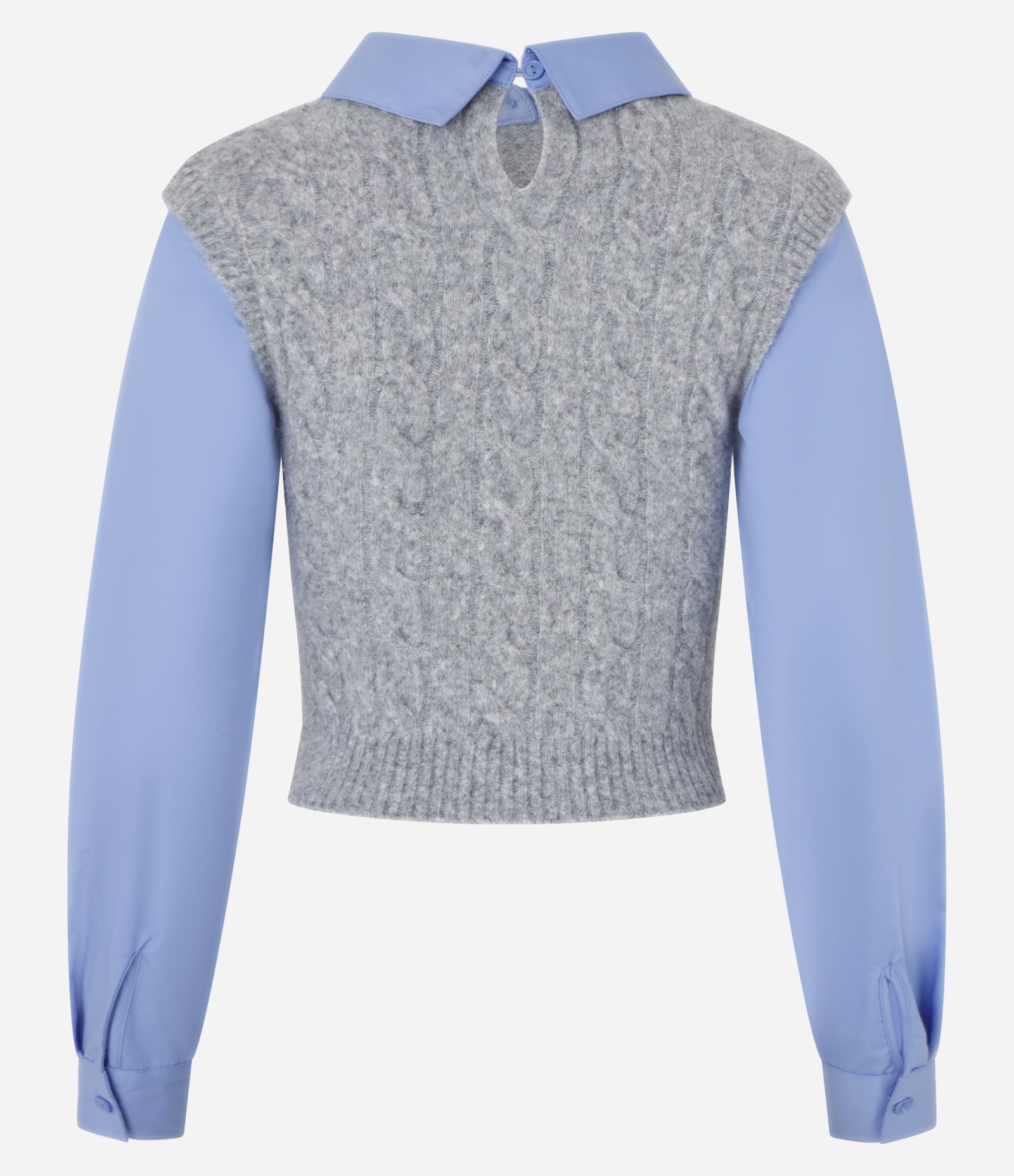 Camisa com Colete em Tricô com Textura Cinza/Azul 6
