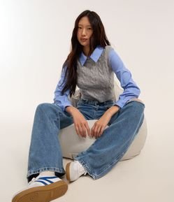 Camisa com Colete em Tricô com Textura