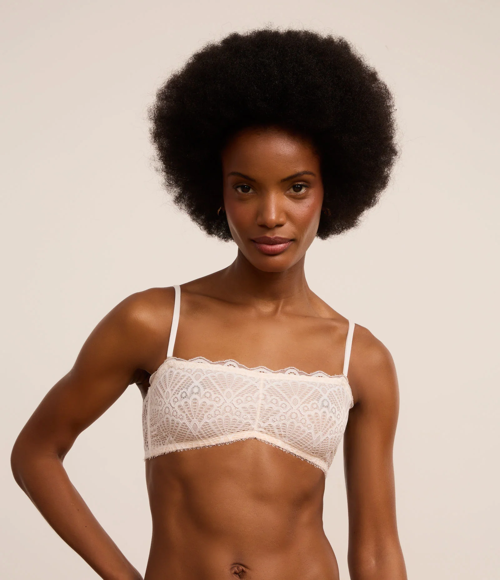 Sutiã sem Bojo em Renda Floral com Alças Removíveis Branco 1