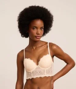 Sutiã Alongado com Bojo em Renda Floral