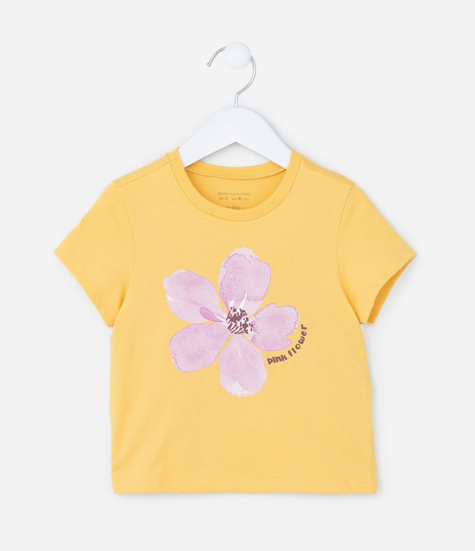 Blusa Infantil com Estampa de Florzinha - Tam 1 a 6 Anos Amarelo 1