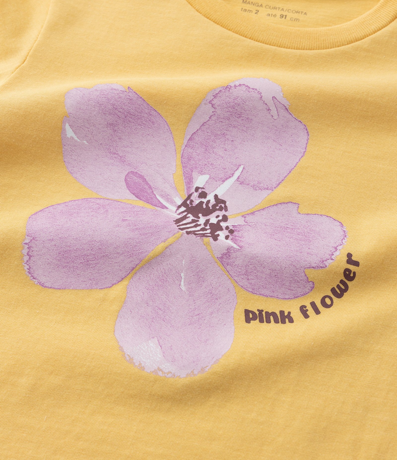 Blusa Infantil com Estampa de Florzinha - Tam 1 a 6 Anos Amarelo 4