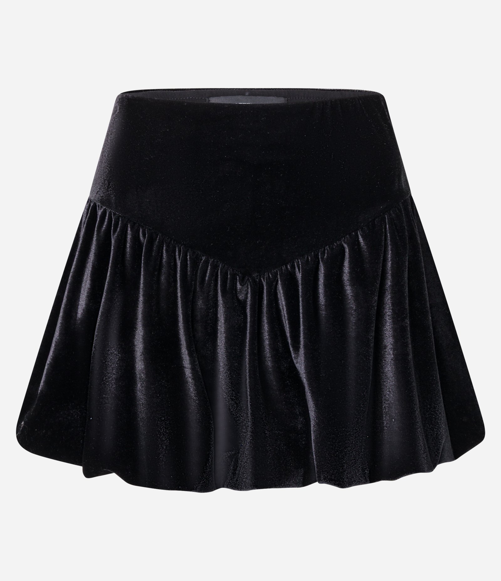 Short Saia Balonê em Veludo com Cós em V Preto 6