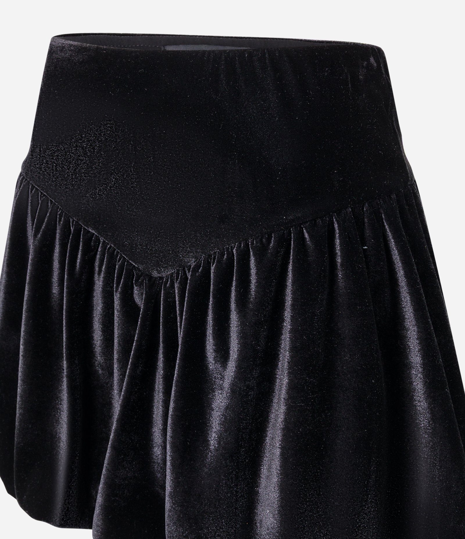 Short Saia Balonê em Veludo com Cós em V Preto 7