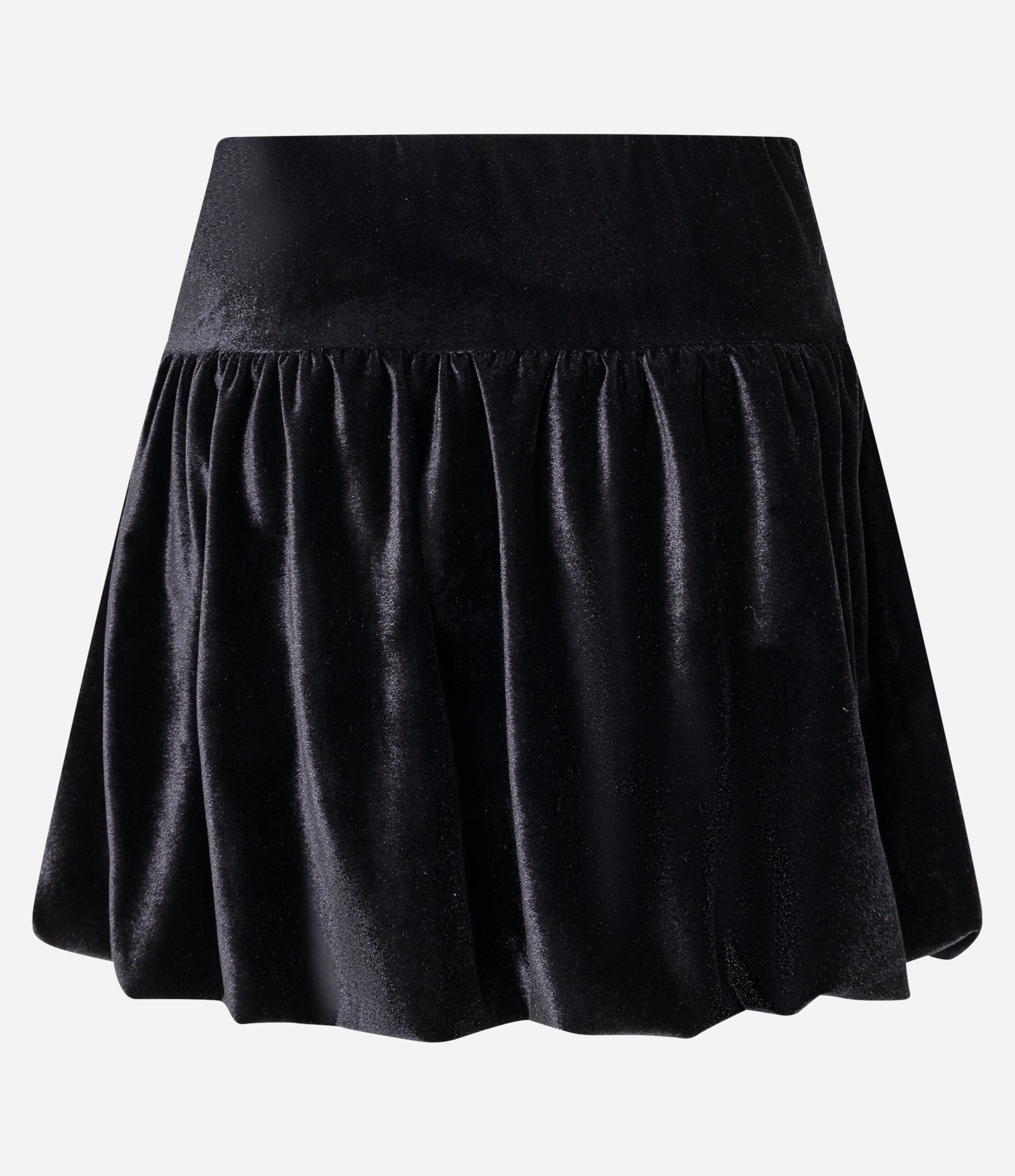 Short Saia Balonê em Veludo com Cós em V Preto 8