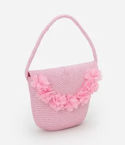 Bolsa Infantil em Palha com Flores - Tam Único