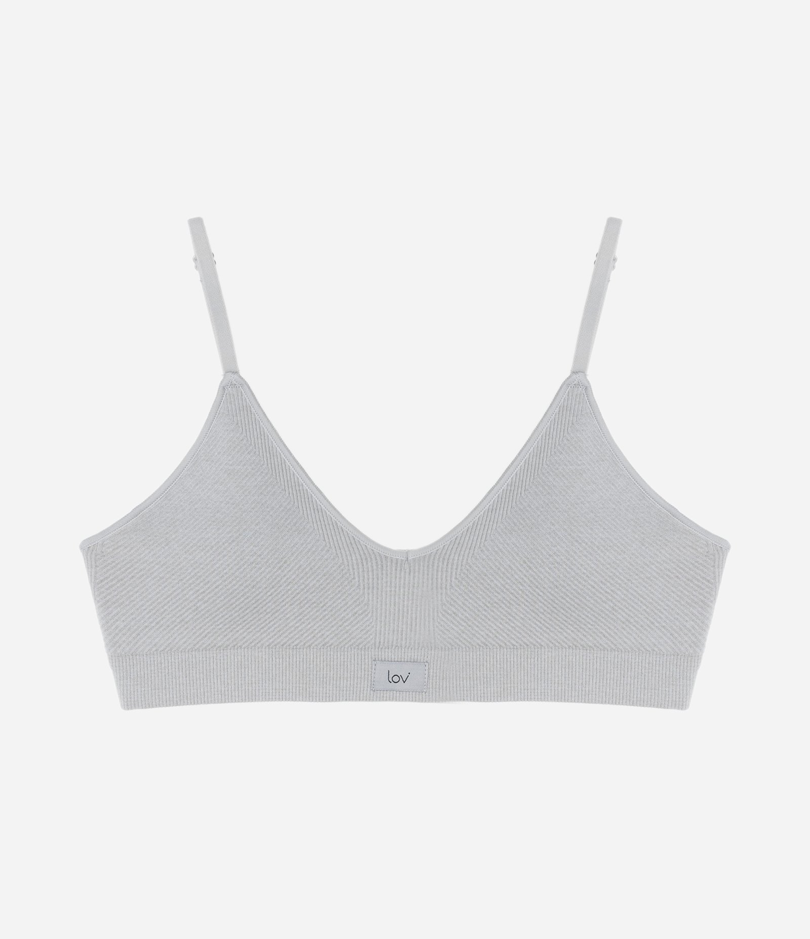 Sutiã Top Comfy Seamless Texturizado com Etiqueta Lov e Bojo Removível Cinza 4
