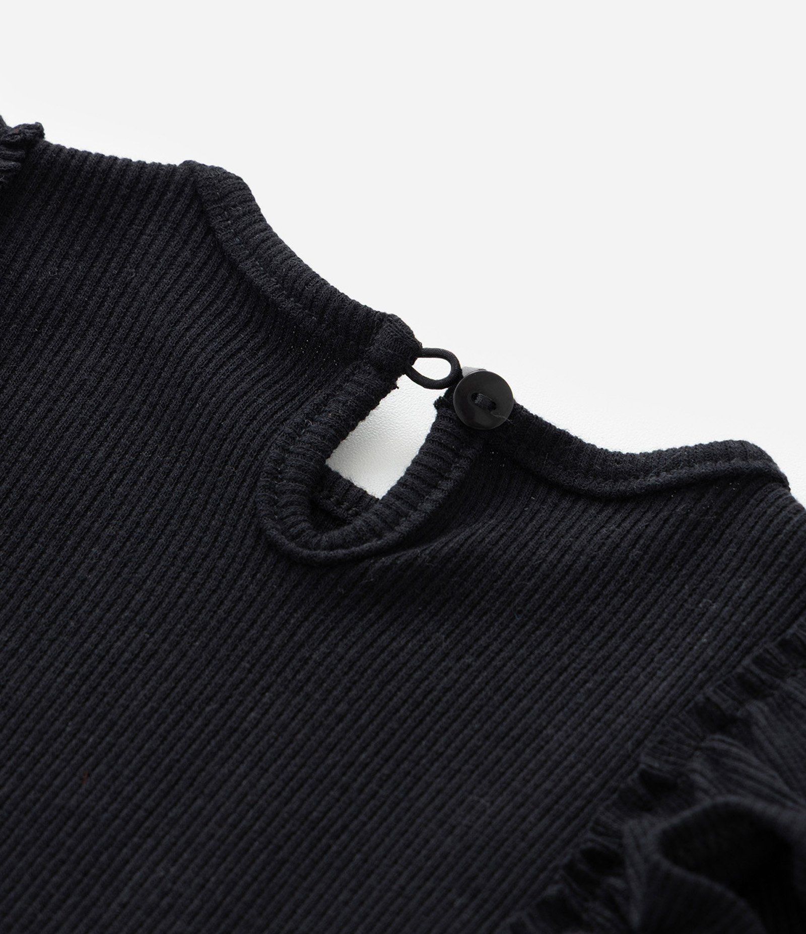 Body Infantil Canelado com Babadinhos - Tam 0 a 18 meses Preto 4