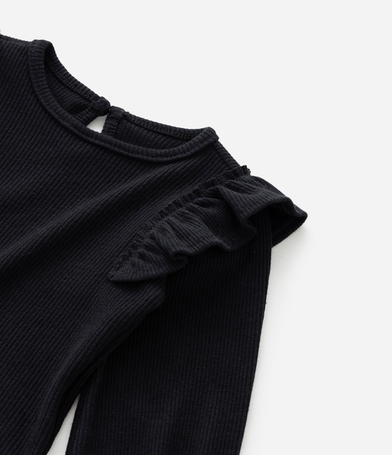 Body Infantil Canelado com Babadinhos - Tam 0 a 18 meses Preto 7