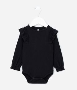Body Infantil Canelado com Babadinhos - Tam 0 a 18 meses