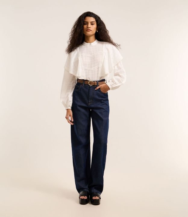 Calça Baggy em Jeans com Cintura Alta