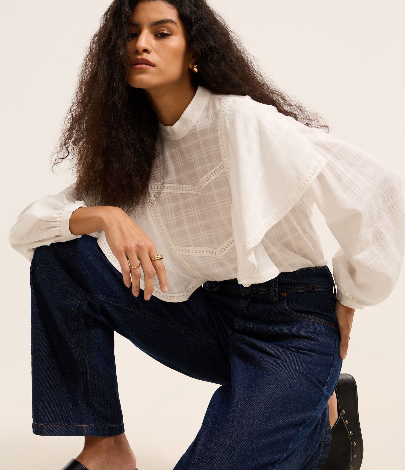 Calça Baggy em Jeans com Cintura Alta Azul Escuro 5