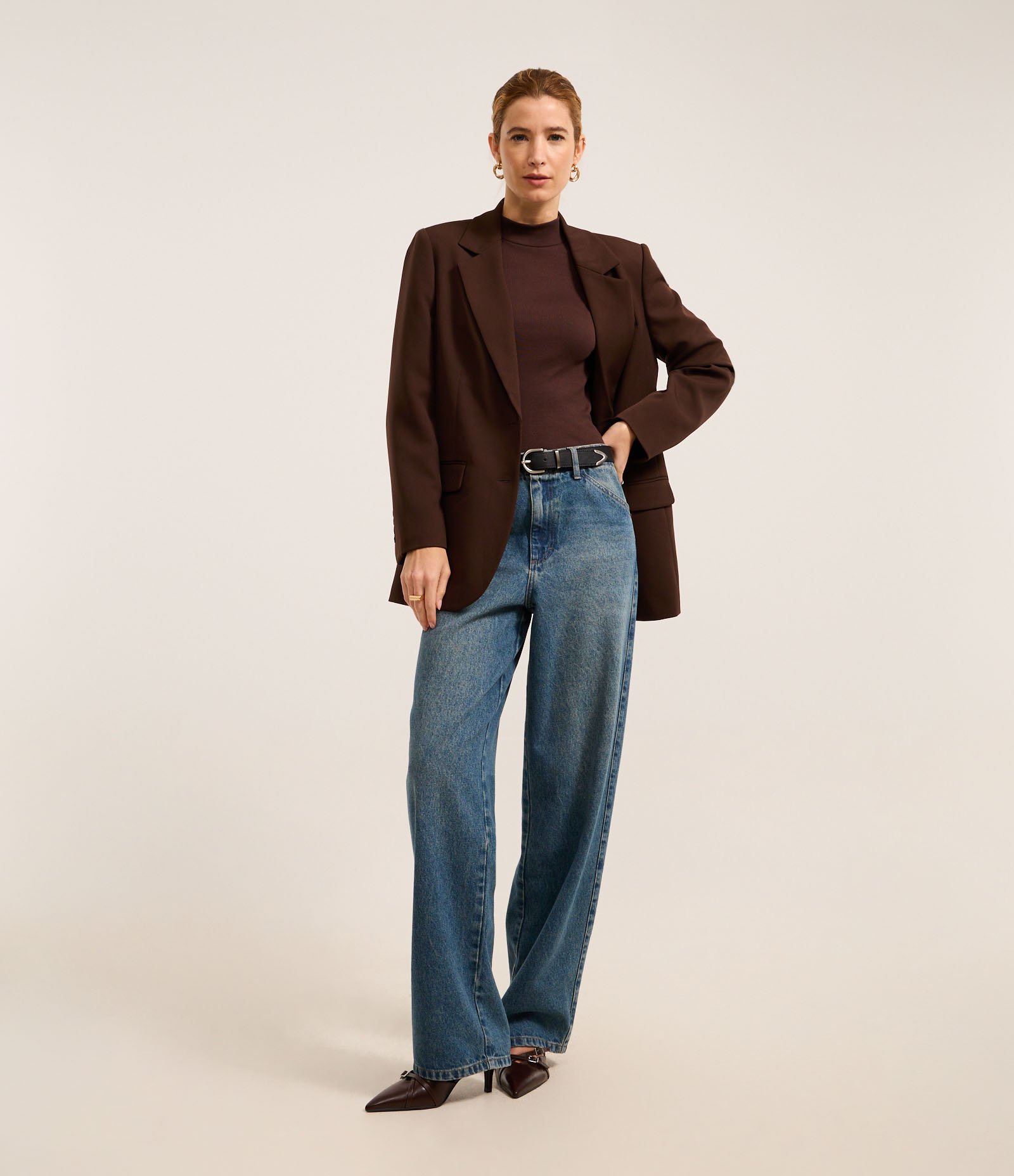 Blusa em Ribana com Gola Alta e Manga Longa Marrom 3