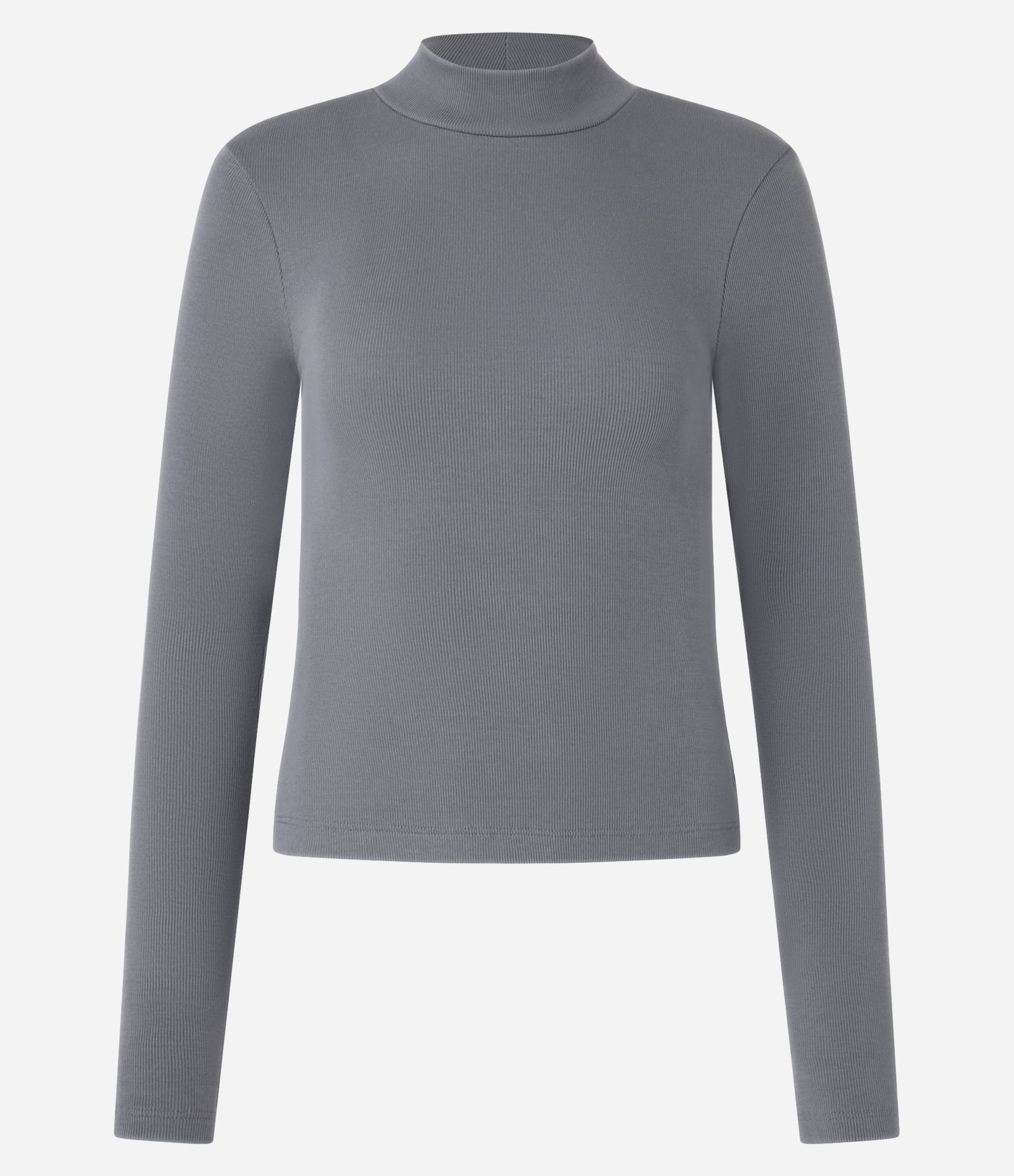 Blusa em Ribana com Gola Alta e Manga Longa Cinza 5
