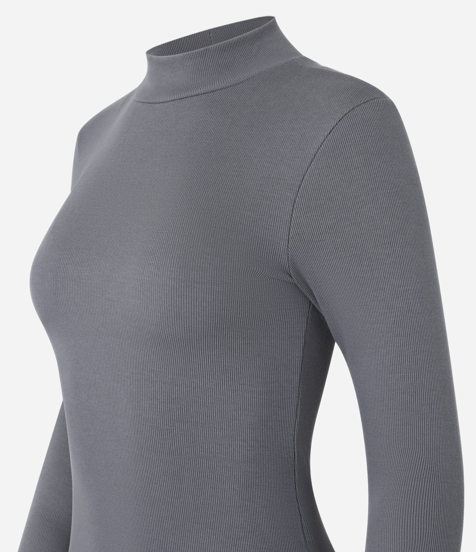 Blusa em Ribana com Gola Alta e Manga Longa Cinza 6