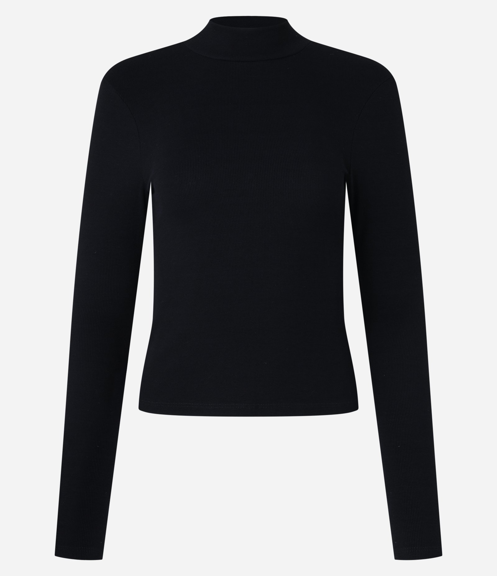 Blusa em Ribana com Gola Alta e Manga Longa Preto 7