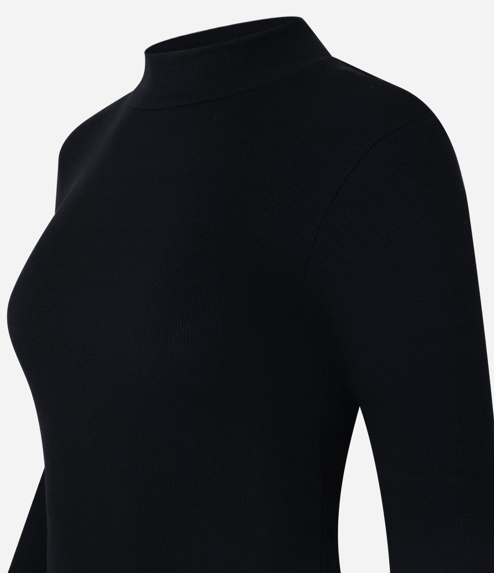 Blusa em Ribana com Gola Alta e Manga Longa Preto 8