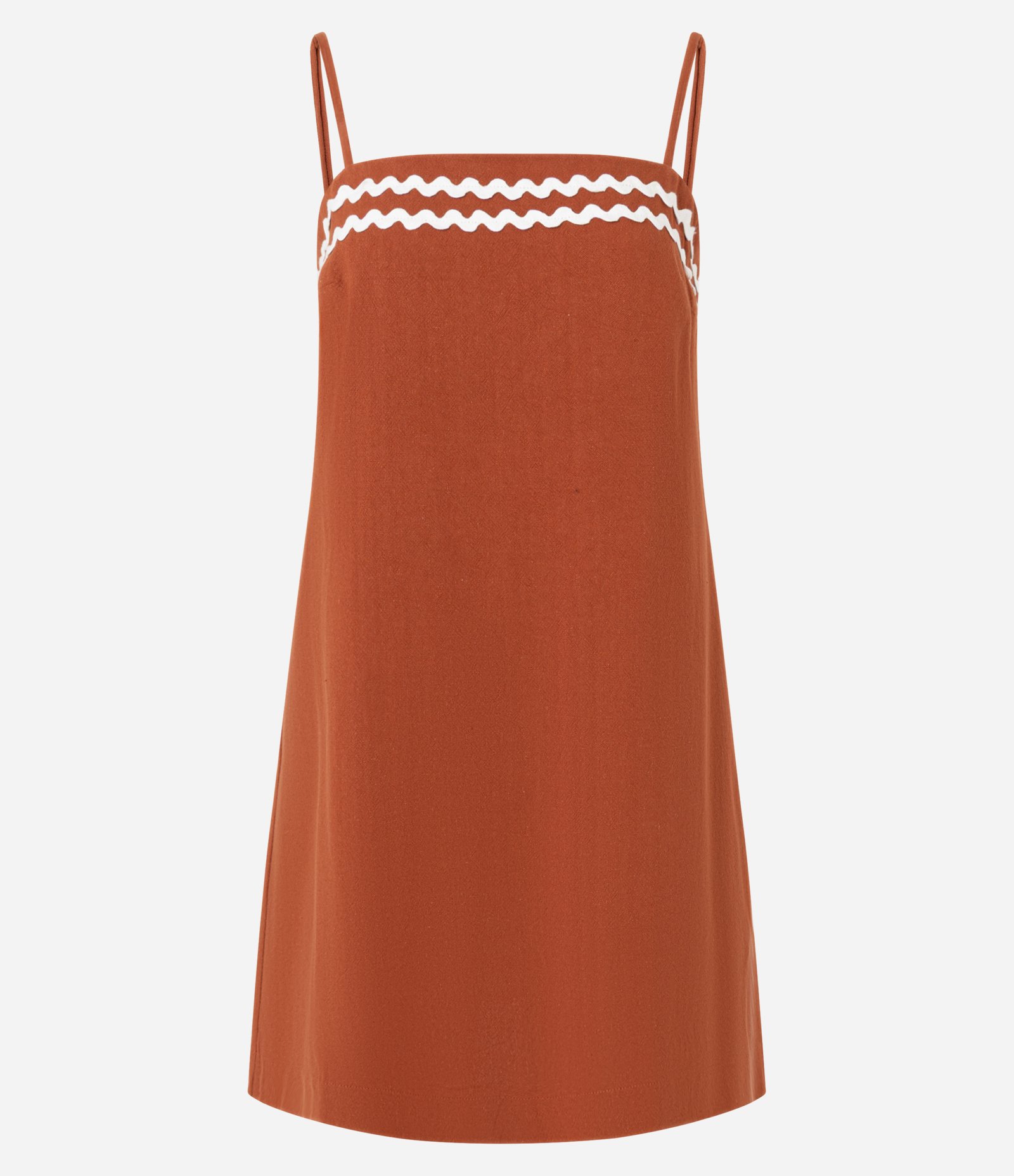 Vestido Curto em Crepe com Detalhe Ondulado no Busto Terracota 6