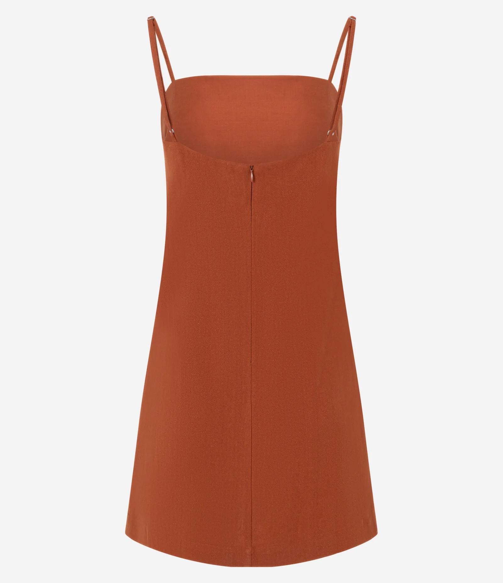 Vestido Curto em Crepe com Detalhe Ondulado no Busto Terracota 7