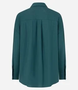 Camisa Alongada em Viscose e Linho com Botões