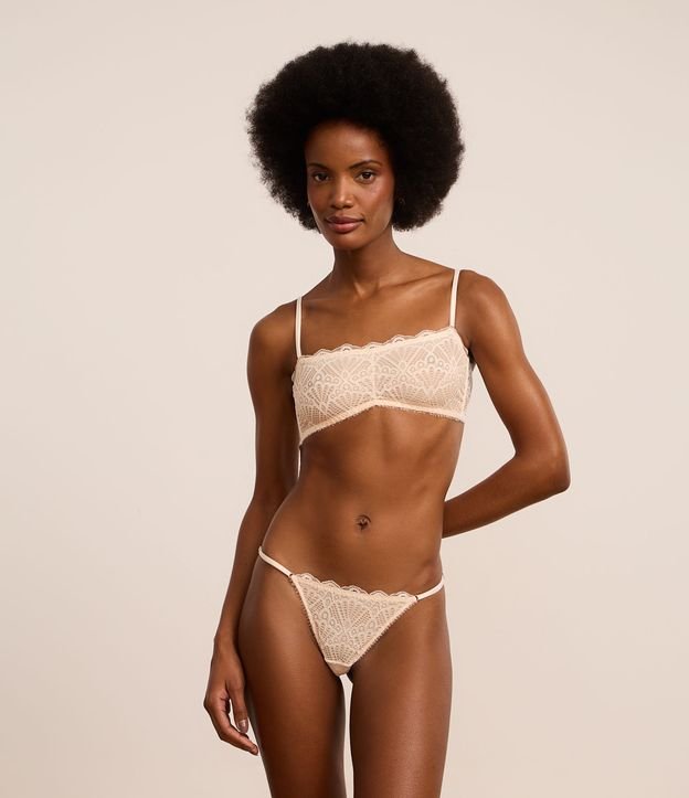 Calcinha String Fio Duplo em Renda e Tule