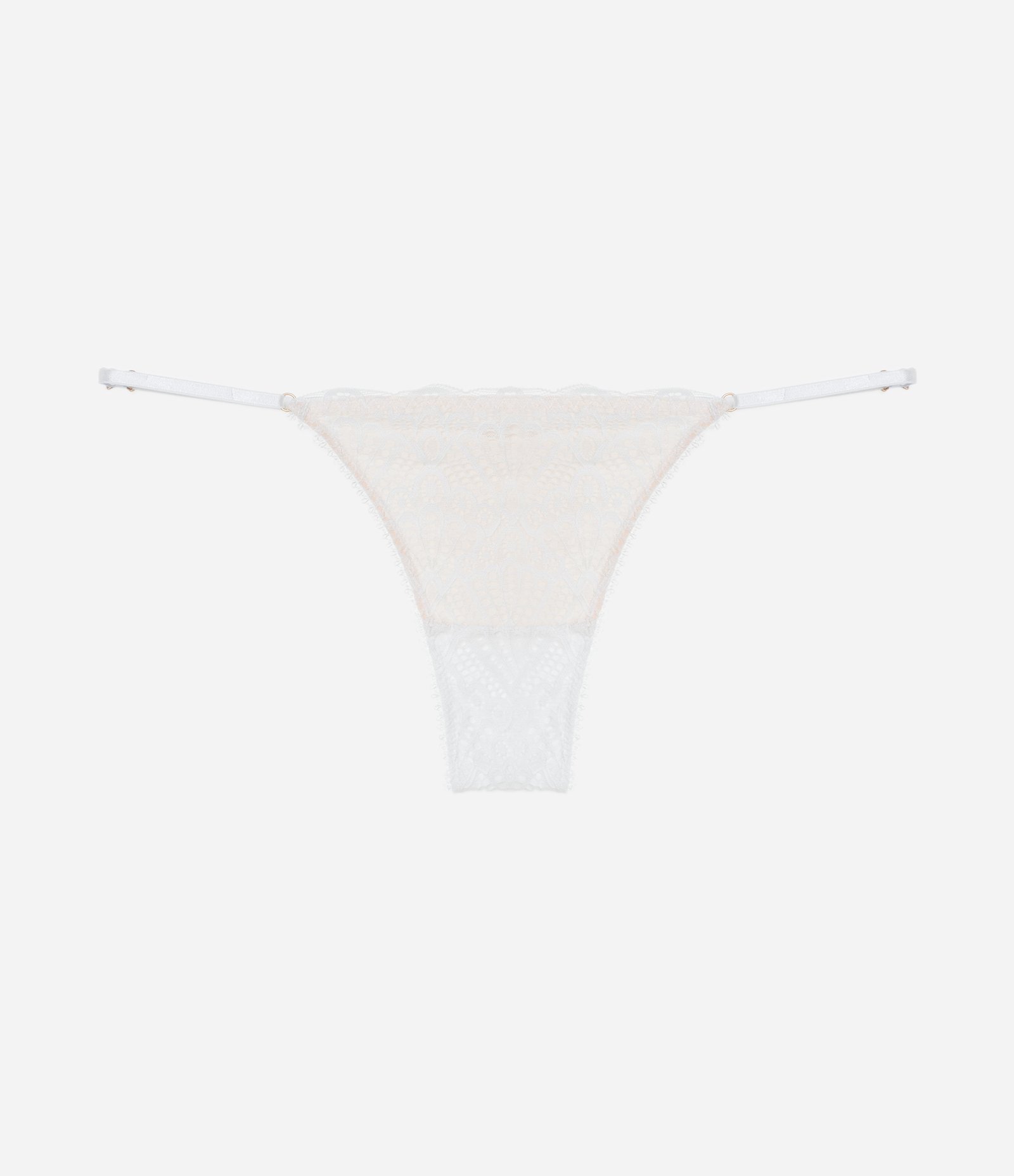 Calcinha String Fio Duplo em Renda e Tule Branco 5