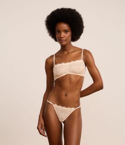Calcinha String Fio Duplo em Renda e Tule